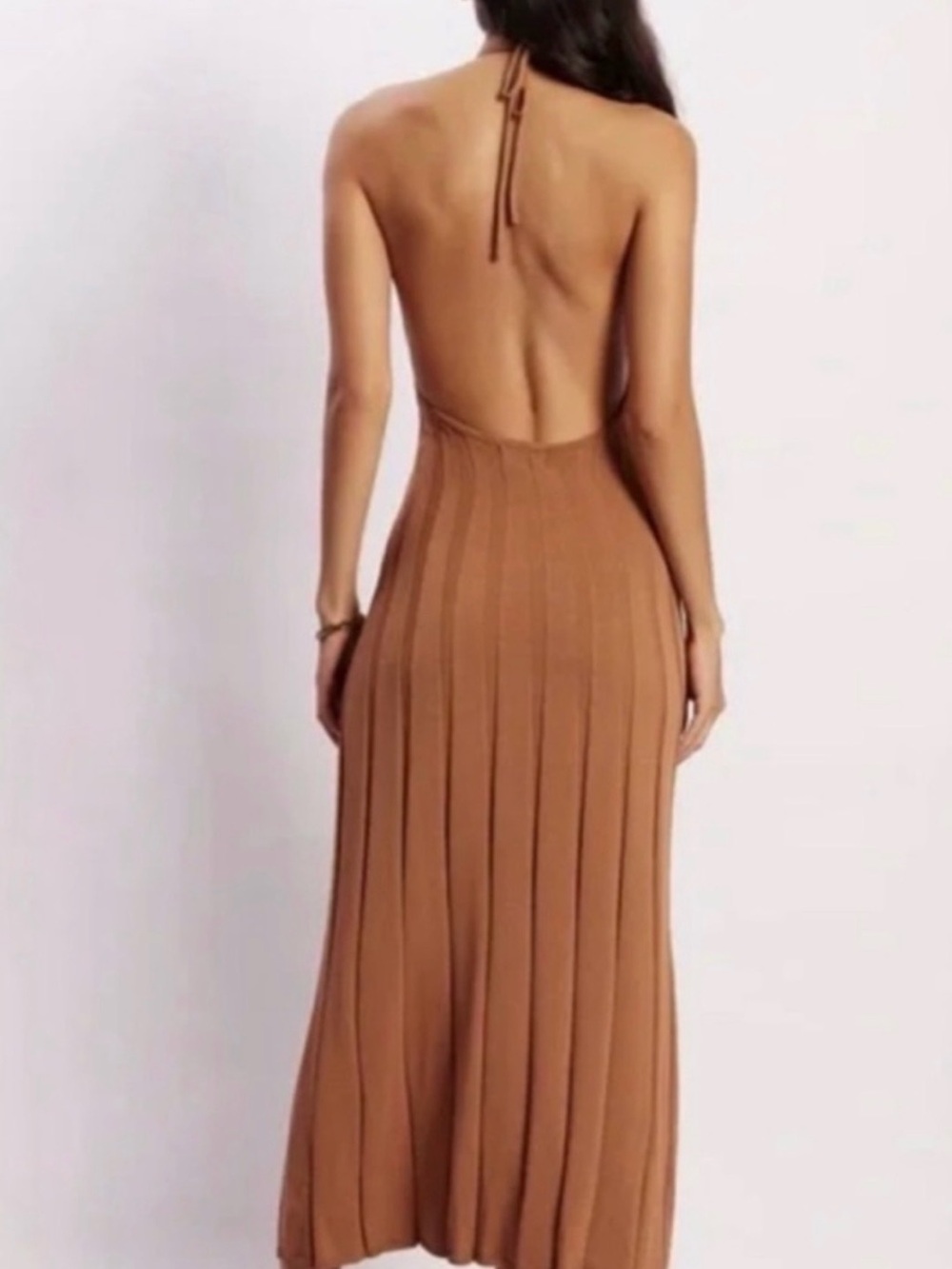 Meshki Ribbed Maxi Dress in Camel Tan - Picture 2 of 4